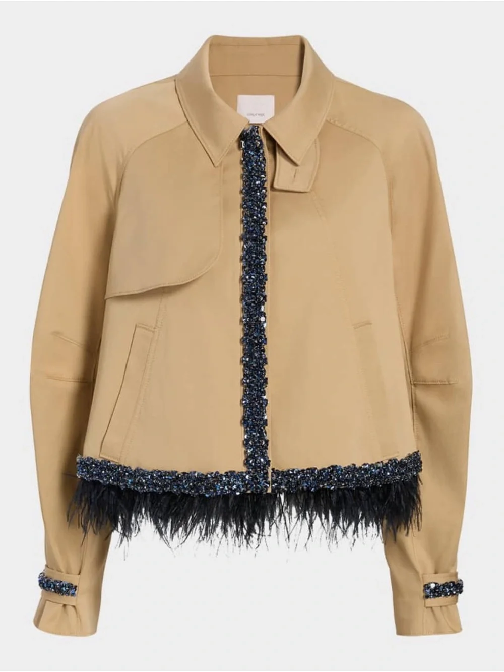 Cinq a Sept Carmila Embellished Feather-Trim Swing Jacket $ 695 New without tag - Picture 3 of 5
